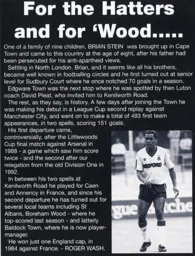 Brian Stein, A Hatter and Wood Army - 96-97 programme feature