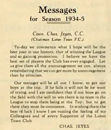 Charlie Jeyes Message August 1935