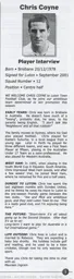 Chris Coyne Article Supporters Club Fanzine Issue 51 2001