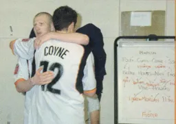 Chris Coyne and Kevin Nicholls hug out promotion at Wrexham - 04:05 programme feature