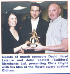 Chris Coyne wins man of the match - 03:04 programme feature