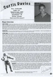 Curtis Davies Article Supporters Club Fanzine Issue 64 2005