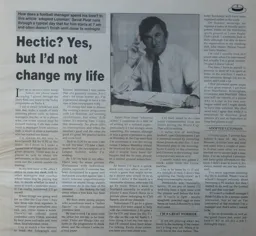 David Pleat Article Hatters News Issue 1 1994