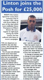 Des Linton leaves Luton Town for Peterborough - 96-97 programme feature