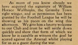 Horace Wallbanks Signs May 1947