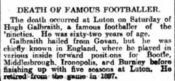 Hugh Galbraith Death Article Yorkshire Post 3rd March 1930
