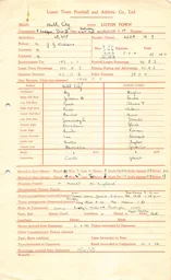 Hull City A 22.4.1950 Match Paperwork
