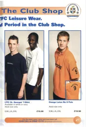 James Osborn, Kevin Foley and Leon Barnett showing off the club threads 02-03 programme feature