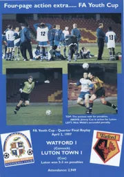 Jimmy Cox in FA Youth Cup action against Watford - 96-97 programme feature