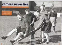 Joe Payne in a wheelbarrow being pushed by George Stephenson and Charlie Ferguson 2013/14 Programme Article