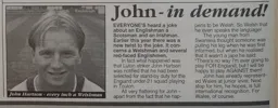 John Hartson Article Hatters News Issue 2 1994