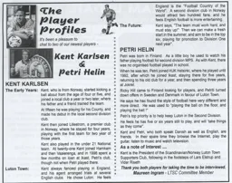 Karlsen and Helin Article Supporters Club Fanzine Issue 48 2001