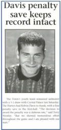 Kelvin Davis Youth Team Penalty Save 1993