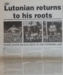 Kerry Dixon Article Hatters News Issue 1 1994