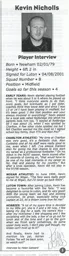 Kevin Nicholls Article Supporters Club Fanzine Issue 56 2003