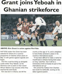 Kim Grant selected for the Ghana National Team - 95-96 programme feature