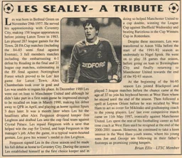 Les Sealey Tribute Supporters Club Fanzine Issue 50 2001