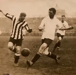 Alf Tirrell goes in for a tackle
