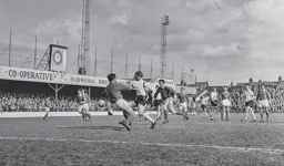 Mark Lownds tries to round the goalkeeper