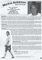Markus Heikkinen Article Supporters Club Fanzine Issue 66 2005