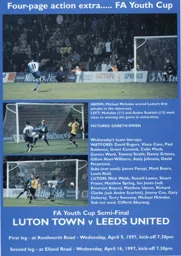 Michael McIndoe and Andre Scarlett in FA Youth Cup action against Leeds - 96-97 programme feature