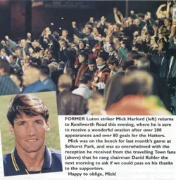 Mick Harford returns to Kenilworth Road with Wimbledon - 96-97 programme feature