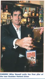 Mike Newell pulling a pint at the Brickies - 03:04 programme feature