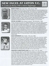 New Faces Article Supporters Club Fanzine Issue 46 2000