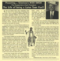 Nick Owen Article Supporters Club Fanzine Issue 25 1996