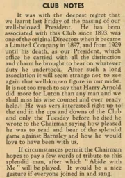 Notice of Harry Arnolds Passing Programme November 1946