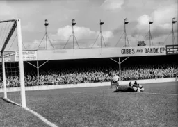 Mick Cullen watches a shot from Gordon Turner hit the back of the net