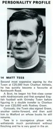 Matt Tees Personality Profile 1969