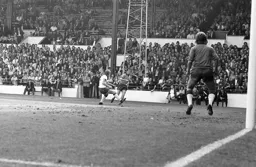 Tom Finney gets the ball across