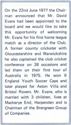 David Evans Appointed 1977