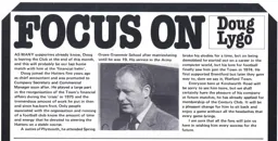 Doug Lygo leaves Jan 1979