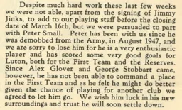 Peter Small Departs March 1950