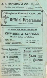 Programme; Gillingham v Luton Town 1925-26