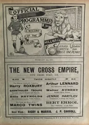 Programme; Millwall v Luton Town 1910-11