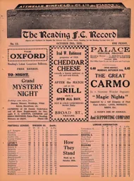 Programme; Reading v Luton Town 1933-34