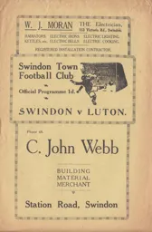 Programme; Swindon Town v Luton Town 1933-34