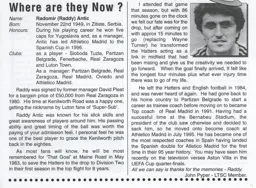 Raddy Antic Article Supporters Club Fanzine Issue 33 1998