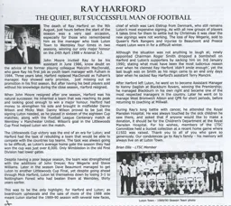 Ray Harford Tribute Supporters Club Fanzine Issue 58 2003