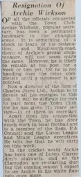 Resignation of Archie Wickson