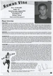 Rowan Vine Article Supporters Club Fanzine Issue 63 2004