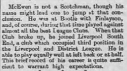 McEwen Arrives Luton News 29th June 1894