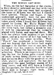 McEwen Returns The Athletic 5th November 1903