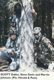 Scott Oakes, Steve Davis and Marvin Johnson enjoying some pre season paintball - 95:96 programme feature