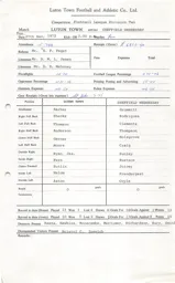 Sheffield Wednesday H 26.12.1972 Match Paperwork