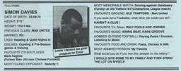Simon Davies Article Supporters Club Fanzine Issue 31 1997