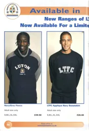 Some backline, Leon Barnett and Curtis Davies showing off the new range of jumpers 02-03 programme feature